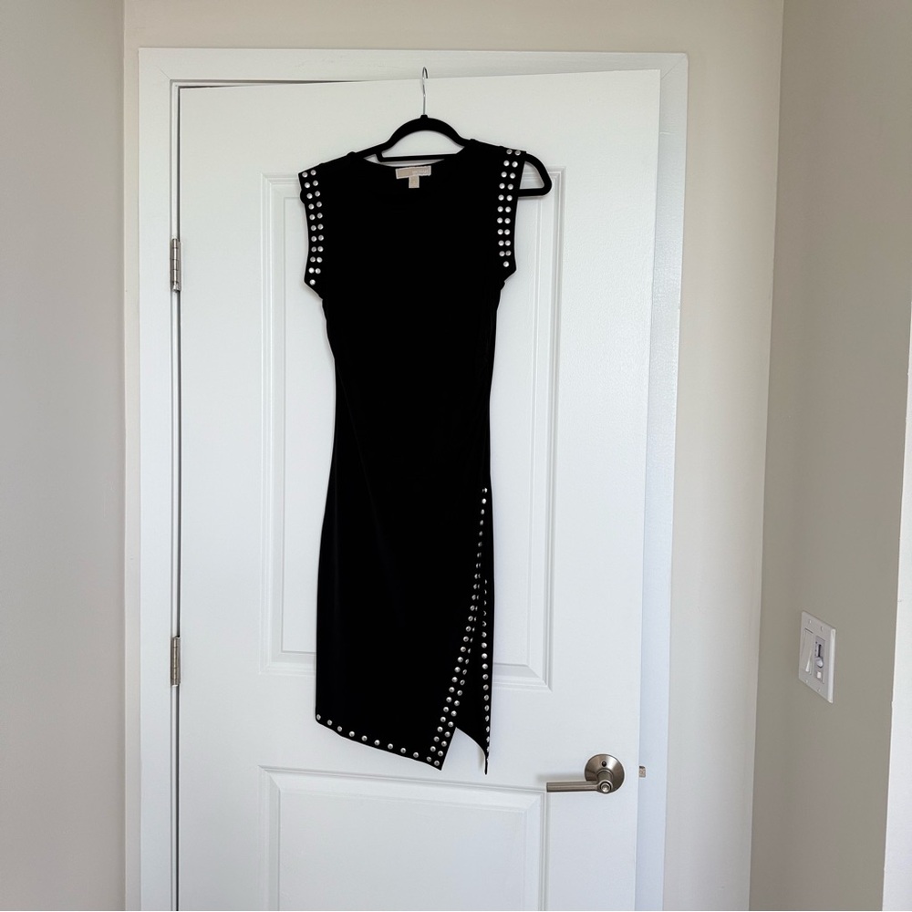 Michael Kors Black Asymmetrical Studded Dress